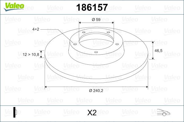 Valeo 186157 - Тормозной диск autosila-amz.com