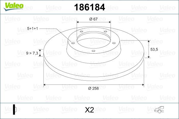 Valeo 186184 - Тормозной диск autosila-amz.com