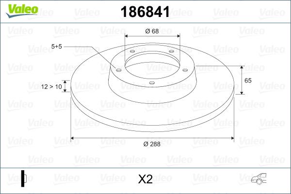 Valeo 186841 - Тормозной диск autosila-amz.com