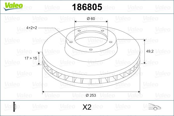 Valeo 186805 - Тормозной диск autosila-amz.com