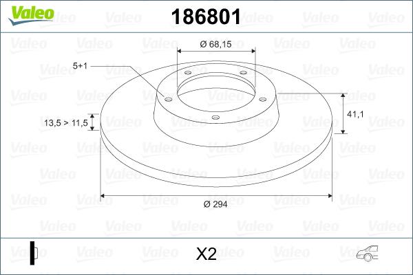 Valeo 186801 - Тормозной диск autosila-amz.com