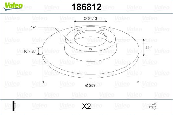 Valeo 186812 - Тормозной диск autosila-amz.com