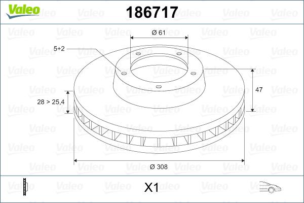 Valeo 186717 - Тормозной диск autosila-amz.com