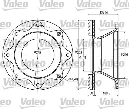 Valeo 187055 - Тормозной диск autosila-amz.com