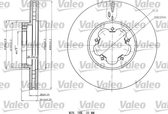 Valeo 187151 - Тормозной диск autosila-amz.com