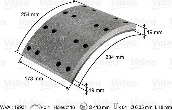Valeo 124027 - Комплект тормозных башмаков, барабанные тормоза autosila-amz.com