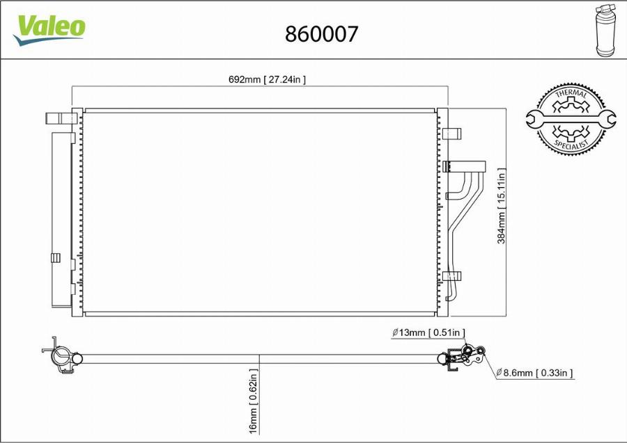 Valeo 860007 - Конденсатор кондиционера autosila-amz.com