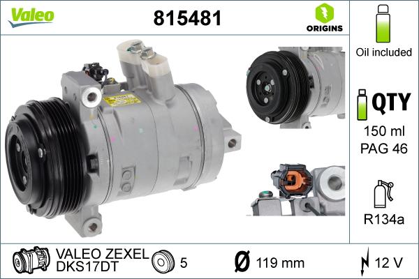 Valeo 815481 - Компрессор кондиционера autosila-amz.com