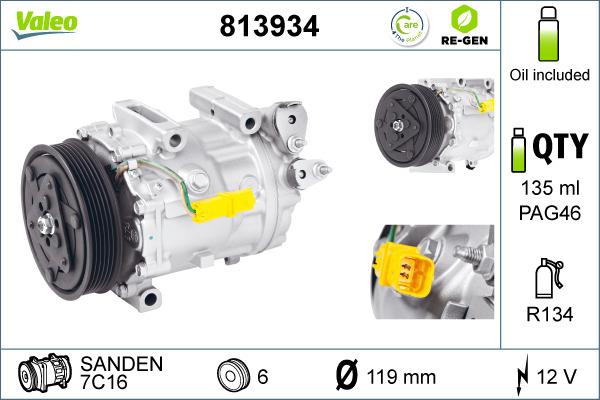 Valeo 813934 - Компрессор кондиционера autosila-amz.com