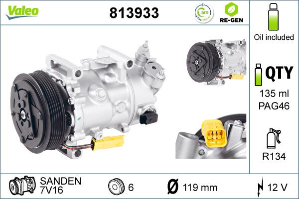 Valeo 813933 - Компрессор кондиционера autosila-amz.com