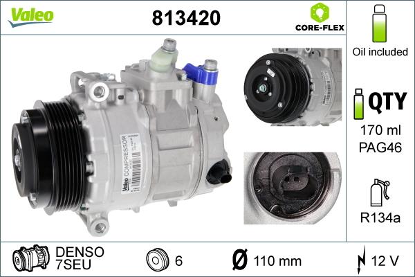 Valeo 813420 - Компрессор кондиционера autosila-amz.com