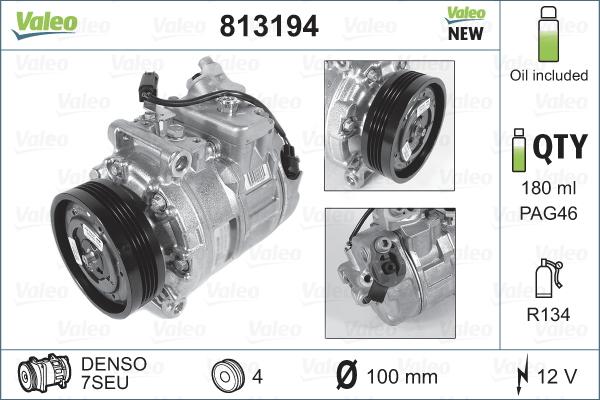 Valeo 813194 - Компрессор кондиционера autosila-amz.com