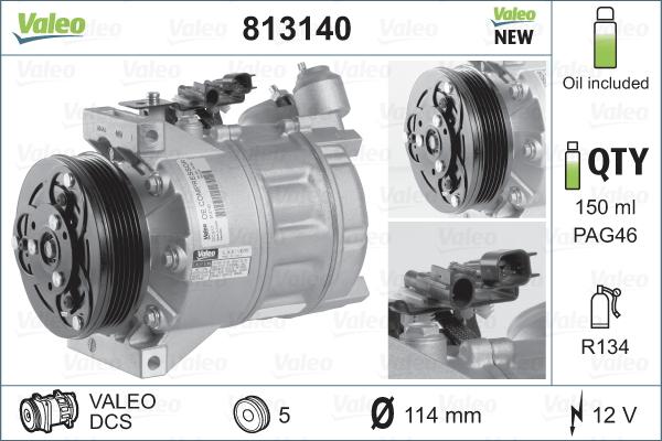 Valeo 813140 - Компрессор кондиционера autosila-amz.com