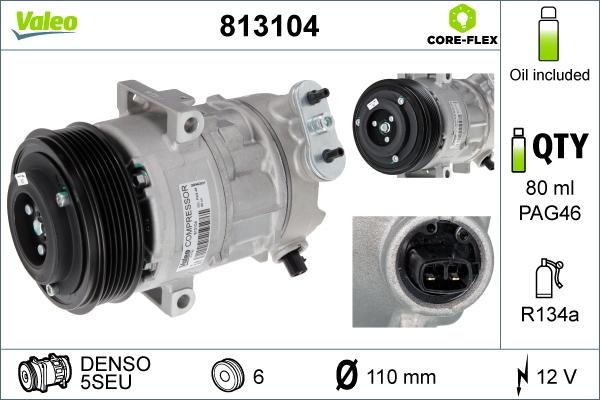 Valeo 813104 - Компрессор кондиционера autosila-amz.com