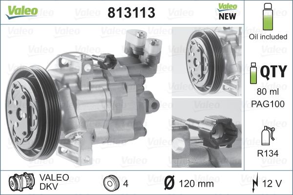 Valeo 813113 - Компрессор кондиционера autosila-amz.com