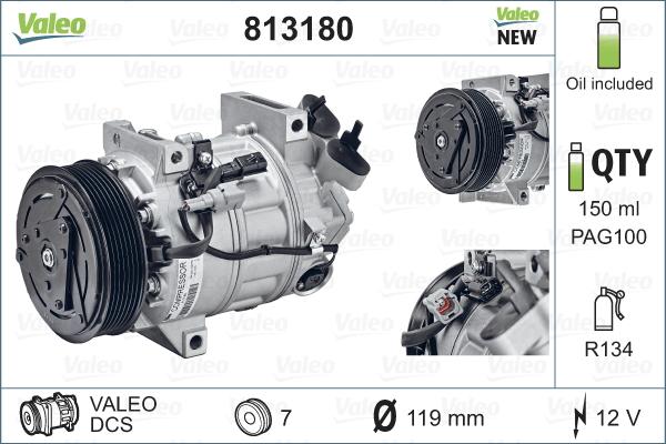 Valeo 813180 - Компрессор кондиционера autosila-amz.com