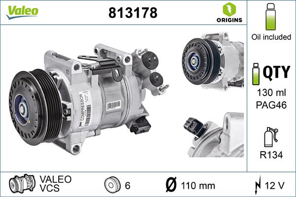 Valeo 813178 - Компрессор кондиционера autosila-amz.com