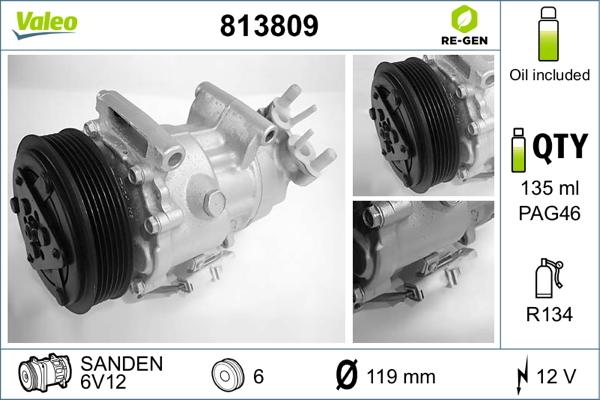 Valeo 813809 - Компрессор кондиционера autosila-amz.com