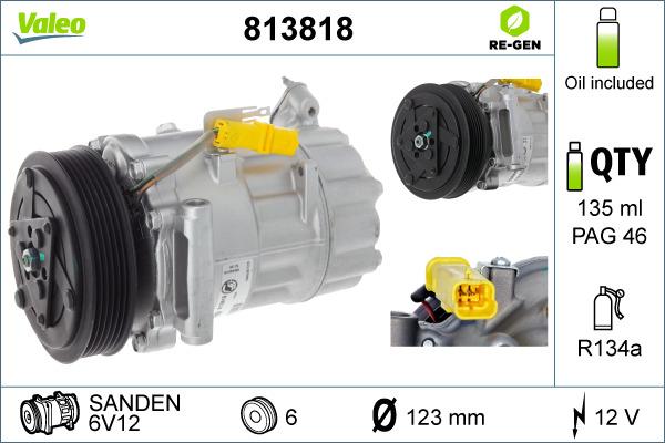 Valeo 813818 - Компрессор кондиционера autosila-amz.com