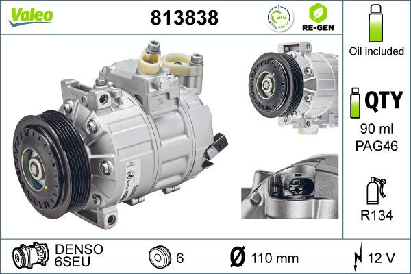 Valeo 813838 - Компрессор кондиционера autosila-amz.com