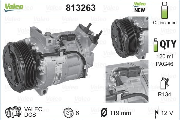 Valeo 813263 - Компрессор кондиционера autosila-amz.com