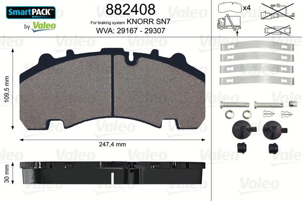 Valeo 882408 - Тормозные колодки, дисковые, комплект autosila-amz.com