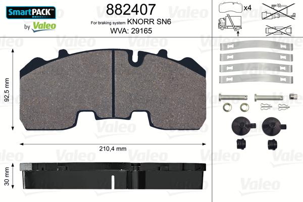 Valeo 882407 - Тормозные колодки, дисковые, комплект autosila-amz.com