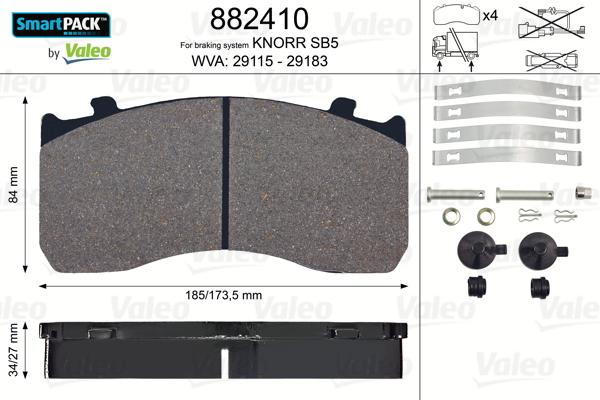 Valeo 882410 - Тормозные колодки, дисковые, комплект autosila-amz.com