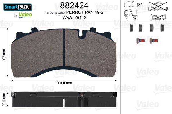 Valeo 882424 - Тормозные колодки, дисковые, комплект autosila-amz.com