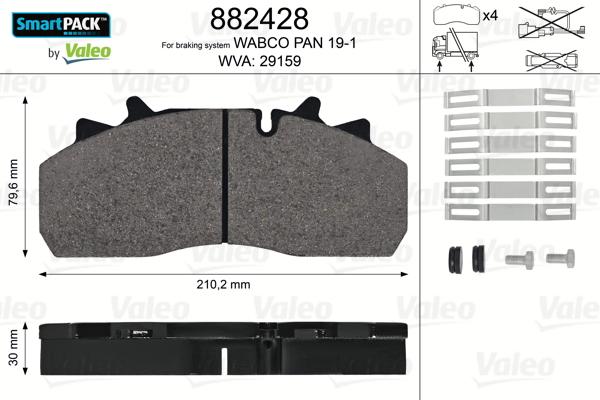 Valeo 882428 - Тормозные колодки, дисковые, комплект autosila-amz.com