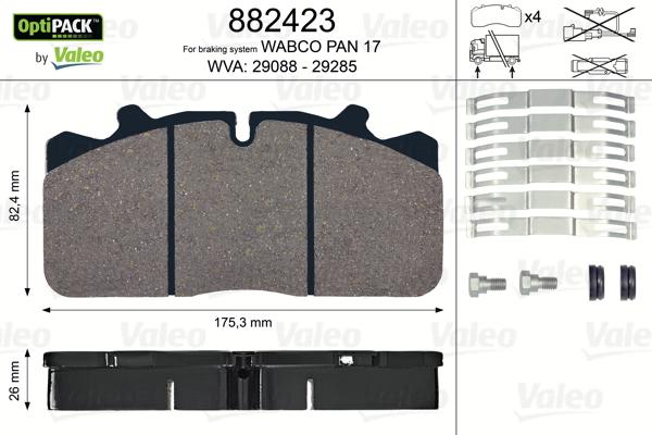 Valeo 882423 - Тормозные колодки, дисковые, комплект autosila-amz.com