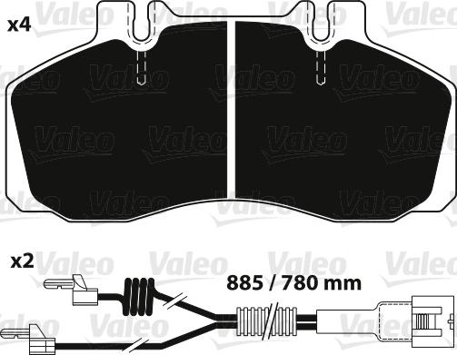 Valeo 882241 - Тормозные колодки, дисковые, комплект autosila-amz.com