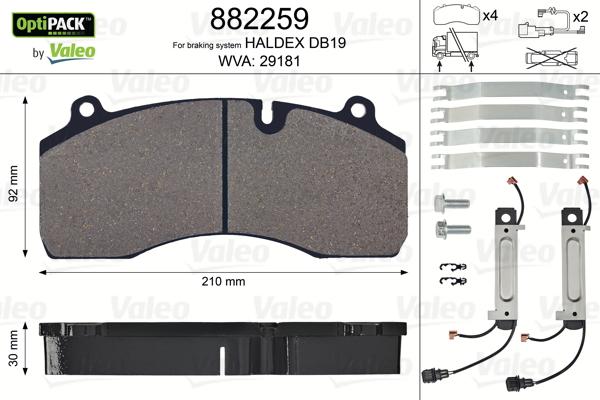 Valeo 882259 - Тормозные колодки, дисковые, комплект autosila-amz.com