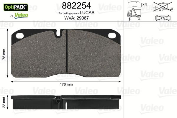 Valeo 882254 - Тормозные колодки, дисковые, комплект autosila-amz.com