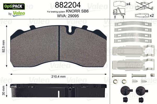 Valeo 882204 - Тормозные колодки, дисковые, комплект autosila-amz.com