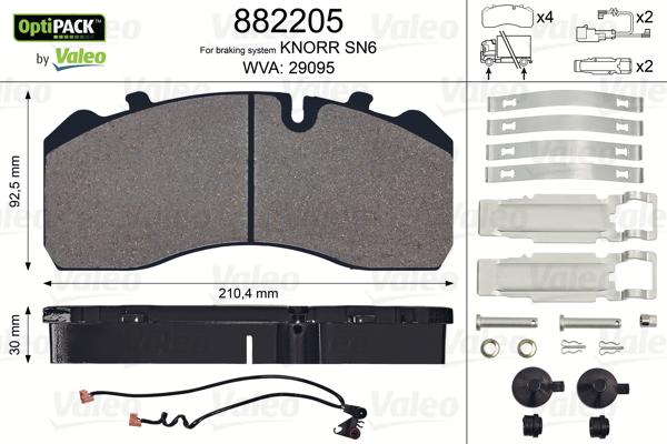 Valeo 882205 - Тормозные колодки, дисковые, комплект autosila-amz.com