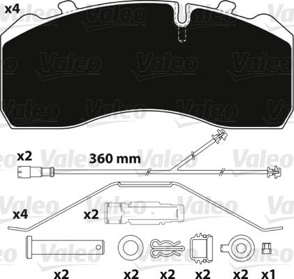 Valeo 882206 - Тормозные колодки, дисковые, комплект autosila-amz.com