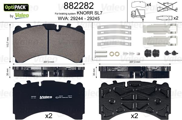 Valeo 882282 - Комплект тормозных колодок, дисковый тормоз autosila-amz.com