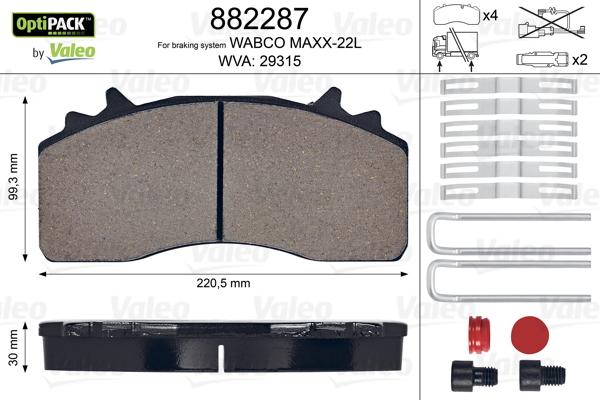 Valeo 882287 - Тормозные колодки, дисковые, комплект autosila-amz.com