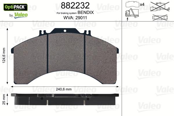 Valeo 882232 - Тормозные колодки, дисковые, комплект autosila-amz.com
