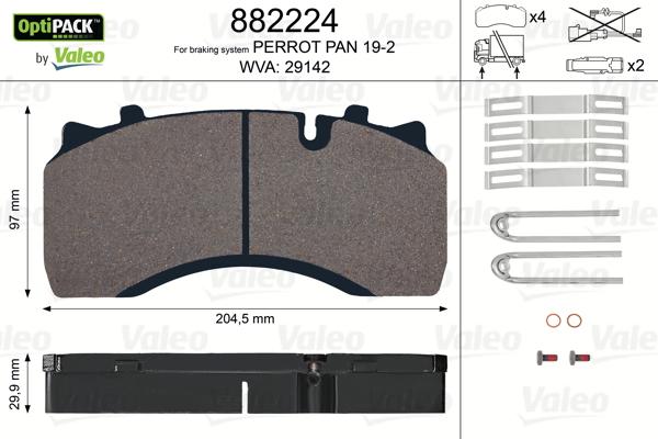 Valeo 882224 - Тормозные колодки, дисковые, комплект autosila-amz.com