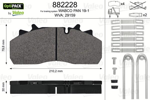 Valeo 882228 - Тормозные колодки, дисковые, комплект autosila-amz.com