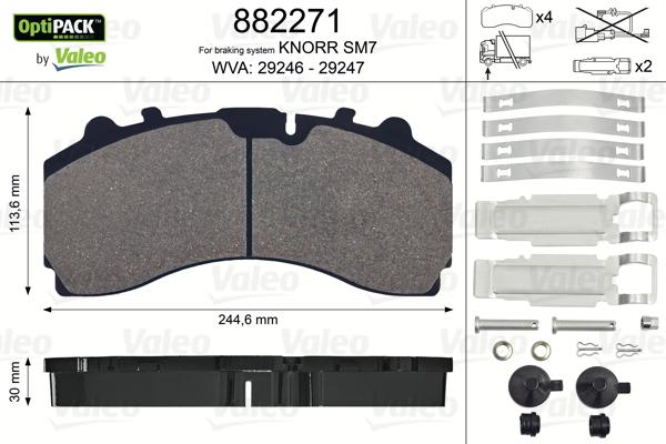 Valeo 882271 - Тормозные колодки, дисковые, комплект autosila-amz.com