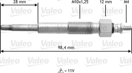 Valeo 345155 - Свеча накаливания autosila-amz.com