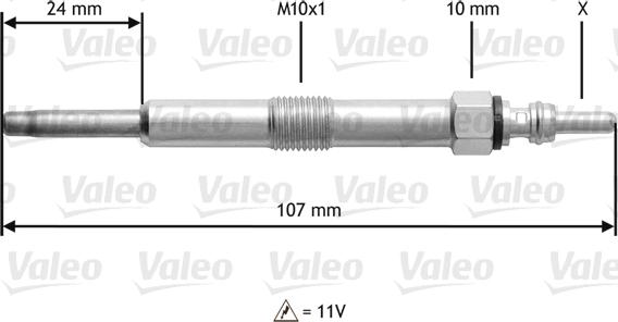 Valeo 345 165 - Свеча накаливания autosila-amz.com