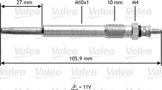 Valeo 345103 - Свеча накаливания autosila-amz.com