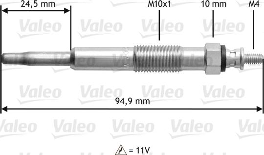 Valeo 345110 - Свеча накаливания autosila-amz.com