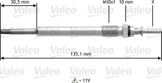 Valeo 345112 - Свеча накаливания autosila-amz.com