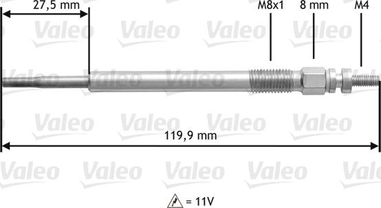 Valeo 345123 - Свеча накаливания autosila-amz.com