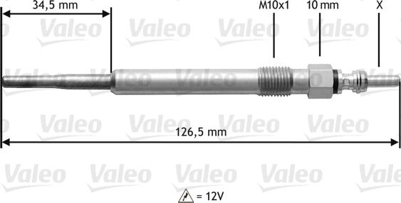 Valeo 345122 - Свеча накаливания autosila-amz.com